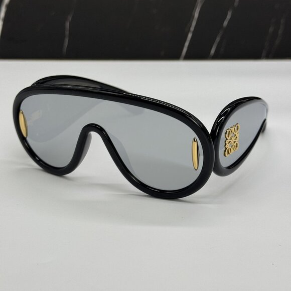 NEW LOEWE LW40108I 01C, UNISEX BLACK SILVER LOEWE SUNGLASSES